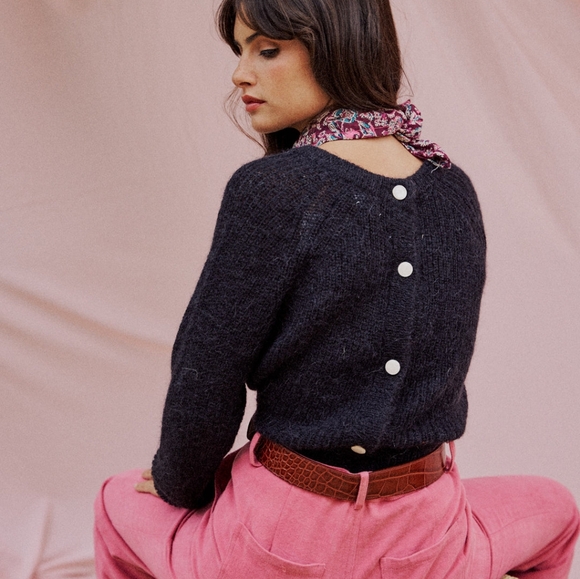 Garance Paris Frost Sweater, Black, Reversible Cardigan, Size M/L - Picture 1 of 5